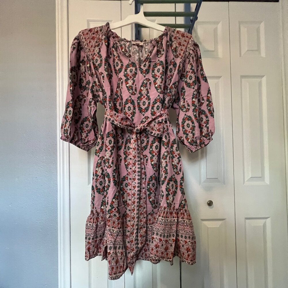 Women's Knox Rose Pink Mauve Paisley Belted Dress XXL